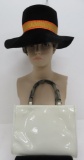 Sak's Fifth Avenue hat and Nieman Marcus patent leather bag