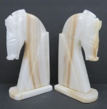 Pair of onyx horse bookends, 10 1/2