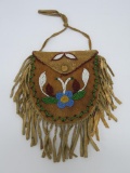 Native American beaded leather pouch, c 1920, attributed to Blackfoot tribe