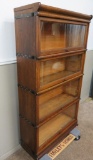 Nice Four stack Oak lawyers barrister bookcase, 5' tall, two size stacks