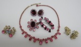 Weiss, Lisner, and costume jewelry pink and reds,6 pieces/groups