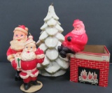 Four vintage Christmas candles, Santas and Tree
