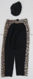 Retro leopard pattern pants and Greek fisherman style hat
