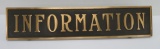 Bronze metal Information sign, 17 1/2