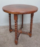 Oak barley twisted leg round side table, 20