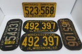 Five 1940's Wisconsin license plates