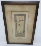 Registered Geschutzt print, woman with baby, originai oak frame, 13