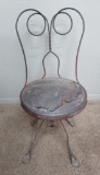 Metal industrial ice cream type stool with back
