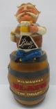 Milwaukee Blatz Beer chalkware barrel man, 14