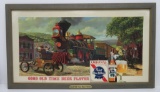 Pabst Blue Ribbon advertising framed sign, P304, train, 38