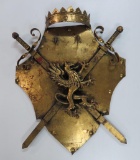 Large Heavy metal coat of arms, removable swords, 24