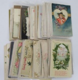 100 antique postcards, Holiday, pre 1920, and 7 trade cards for Swift's soap