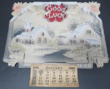 1928 Christmas New Year calendar, complete, 13