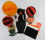 Vintage Halloween decoration lot, fold outs, press on in original package and cut outs