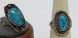 Two Turquoise rings, maker marked and sterling