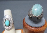 Two Native American design rings, size 5 1/2 and 8
