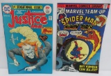 Vintage 1975 Marvel and DC comics, Justice Inc 1st issue and Marvel Team Up Spider-man & Human Torch