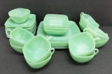 Fire King Jadeite Charm dinnerware, cups, saucers, bowls and plates