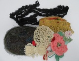 Nine vintage crochet and embroidered embellishments