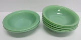 Seven Fire King Jadeite bowls, two patterns