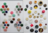 76 vintage buttons, glass, plastic, horn, wood, composition