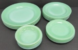 17 pieces of Fire King Jadeite restaurant dishes, plates and bowls