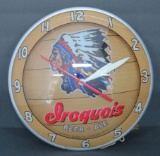 Iroquois Beer Ale lighted clock, working, 16
