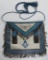 Masonic Apron, metallic fringe and embroidered eye and Masonic symbol