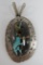 PA Smith artist pendant, sterling and attributed to Kingman turquoise stone, 2 1/2