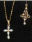 10 K lavalier pendant with seed pearl and opal cross 19 1/2