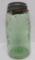 Green Mason Jar, Consilidated, quart, Nov 30th 1858