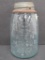 Blue Hero glass Mason Midget jar, pint,