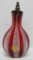 Murano art glass flask perfume bottle,red and white, 4 1/4