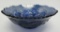 Fenton Carnival glass bowl, blue, Peacock and grapes, 7 1/2