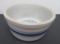 Blue banded stoneware bowl with advertising, 7