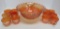 Carnival glass marigold punch bowl and 12 cups, Orange tree