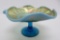 Lovely Blue carnival glass compote, 4
