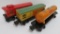 Three tin Lionel cars, O gauge, #2680, 2679 and 2682