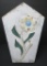 Floral tin architectural piece, mounted on wood, painted, 15