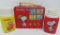 Peanuts Thermos metal lunch box and two plastic Peanuts thermos