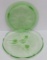 Green depression glass dessert and serving plates, Ballerina and