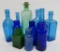 11 colored bottle lot, green and blue, 3