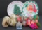 15 Beaded Christmas ornaments and three vintage elves