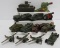 Military toy lot, wood and metal, tanks, planes and artillary