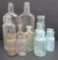 Medicine, tonic and extract bottles, clear and aqua, 3 1/2