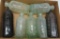 Seven Graf's Hutchinson bottles, amber, green, aqua, 6 1/4