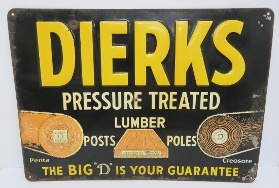 Dierks Lumber advertising sign, metal, nice color!