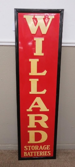 Excellent Willard Storage Batteries sign, 58 1/2" tall and 16 1/2" wide