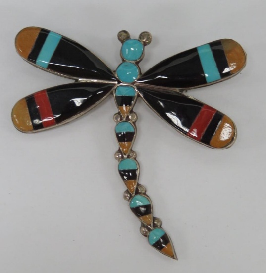AA Zuni dragonfly pin pendant, 2 1/4"