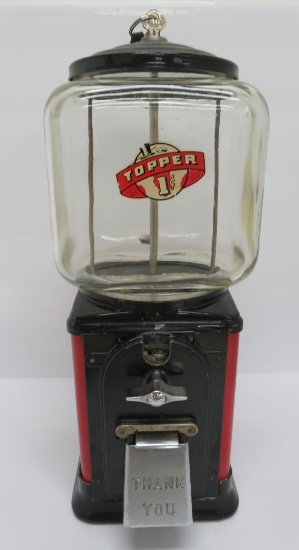 Topper one cent bubble gum machine with key, 16 1/2"